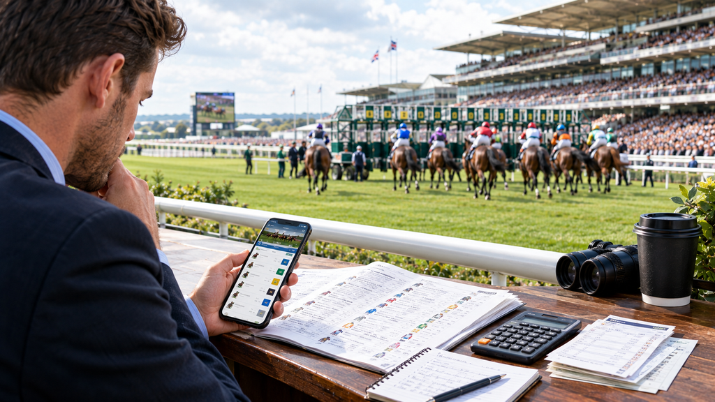 Placing a horse racing bet while following UK racing news and managing risk