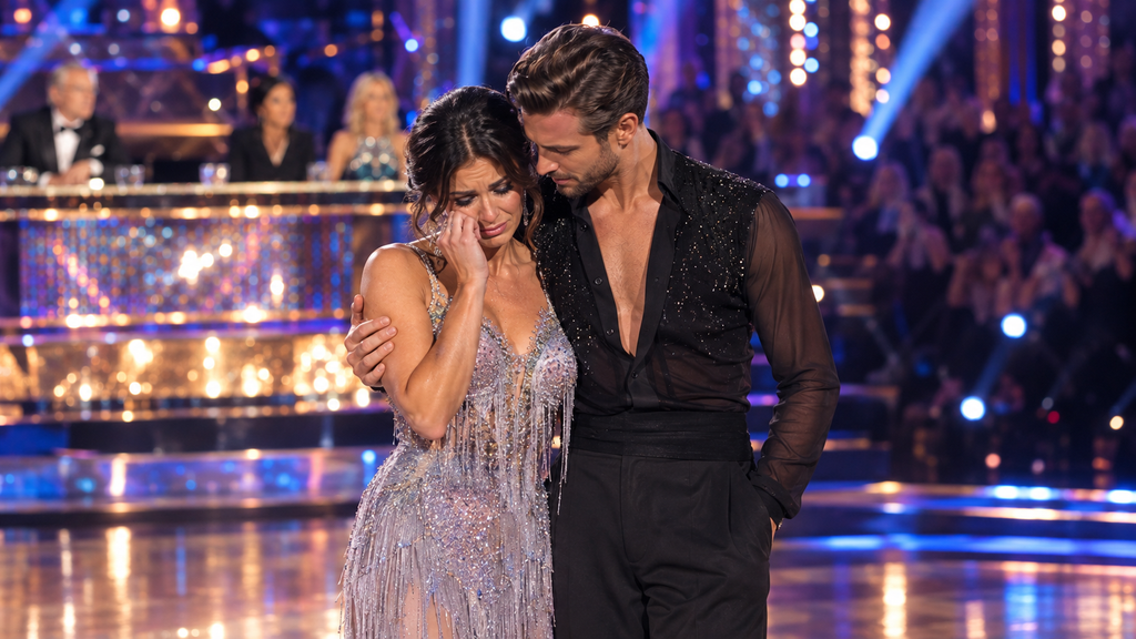 Strictly Come Dancing Week 2 eliminated couple reacting emotionally after the results announcement